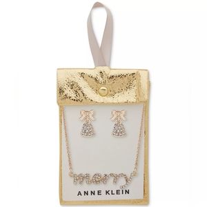 Gold-Tone 2-Pc. Set Pavé Crystal Merry Pendant Necklace & Earrings